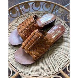 Vintage 1970s Woven Busken's Sandals, Size 8